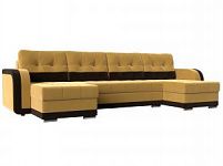 П-образный диван Марсель (Микровельвет Желтый\коричневый)