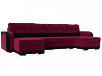 П-образный диван Марсель (Микровельвет Бордовый\Черный)