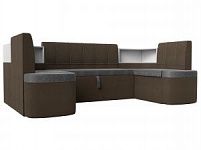 П-образный диван Тефида (Рогожка Серый\Коричнеый)