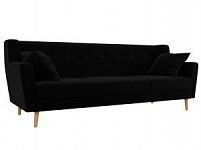 Прямой диван Брайтон 3 (Микровельвет Черный)