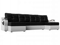 П-образный диван Меркурий (Экокожа Черный\Белый)