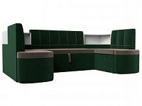 П-образный диван Тефида (Велюр Коричневый\Зеленый)